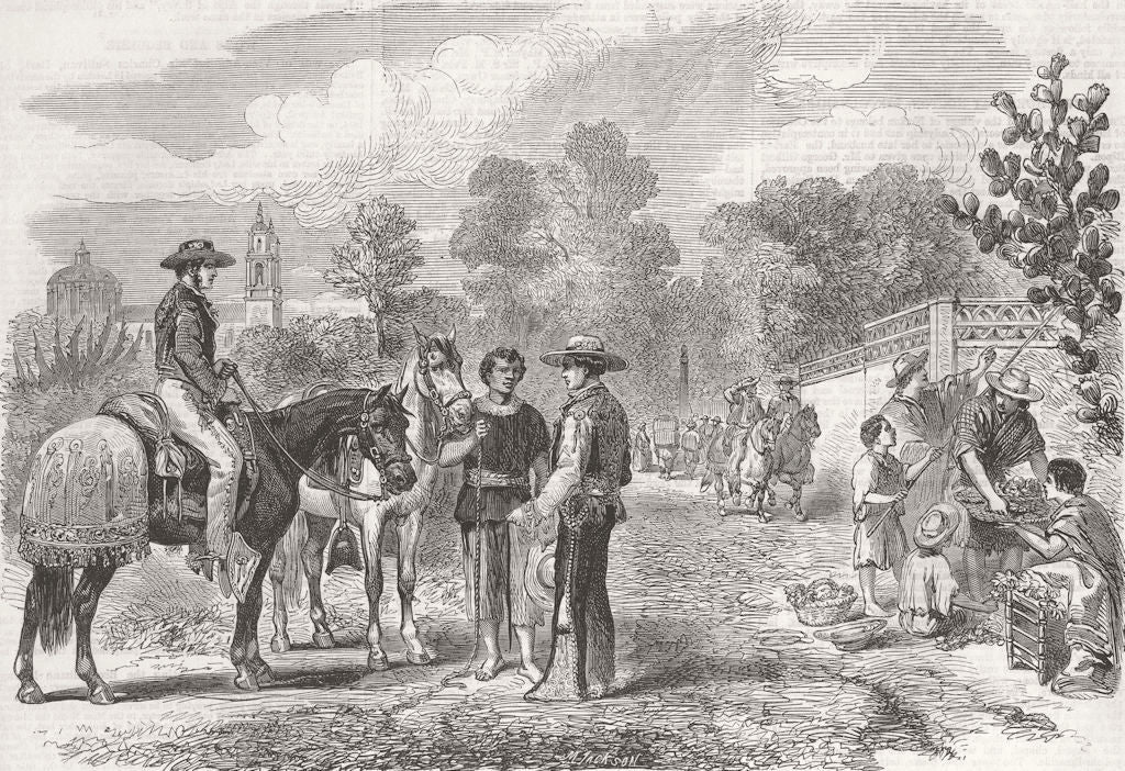 MEXICO. Mexican costumes. 1 of villages 1863 old antique vintage print picture